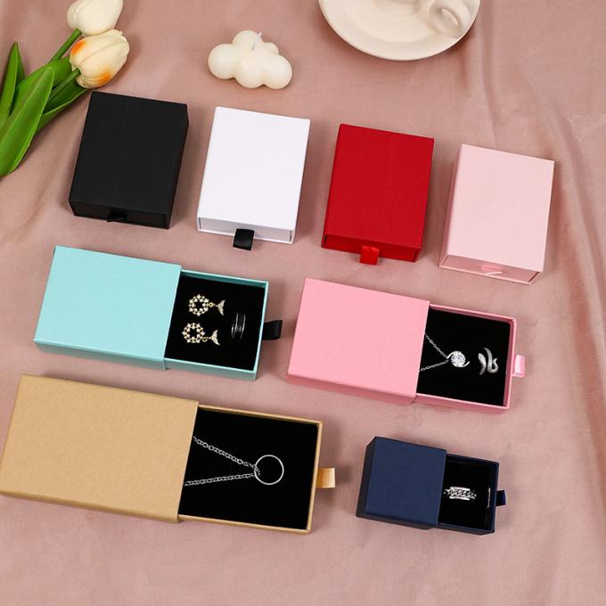 Boîte d'emballage de bijoux de tiroir en carton à logo personnalisé pour collier boucle d'oreille bracelet anneau boîte de bijoux 5