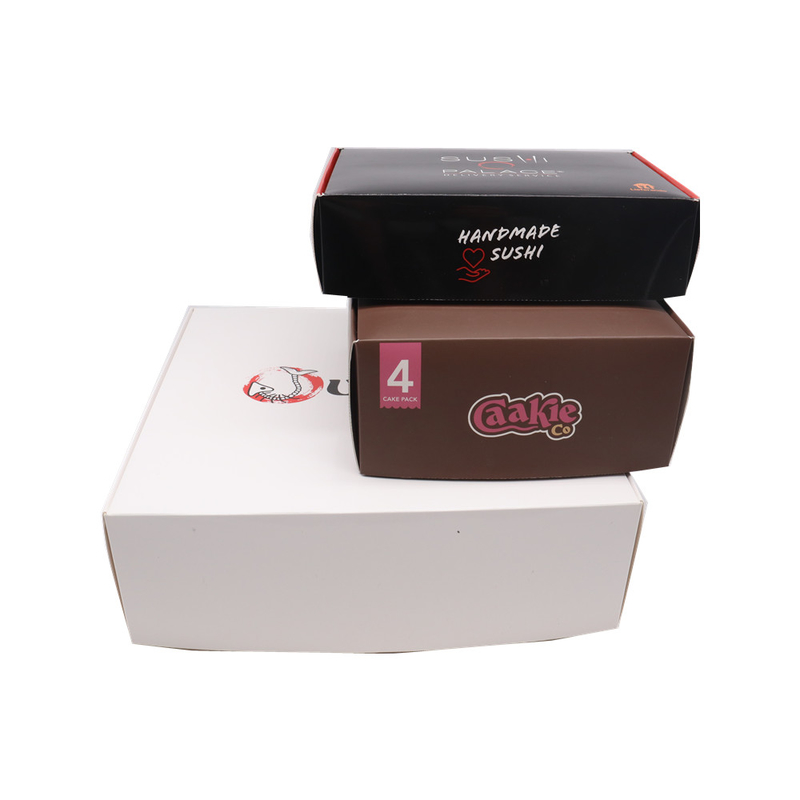 CMYK Sushi Paper Box With Lid 300-400gsm White Cardboard